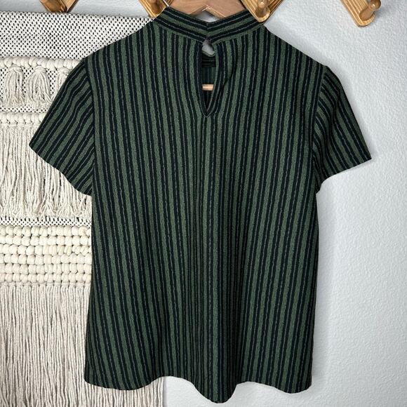 Cable &  Gage green and black striped high-neck top ps - Picture 2 of 4